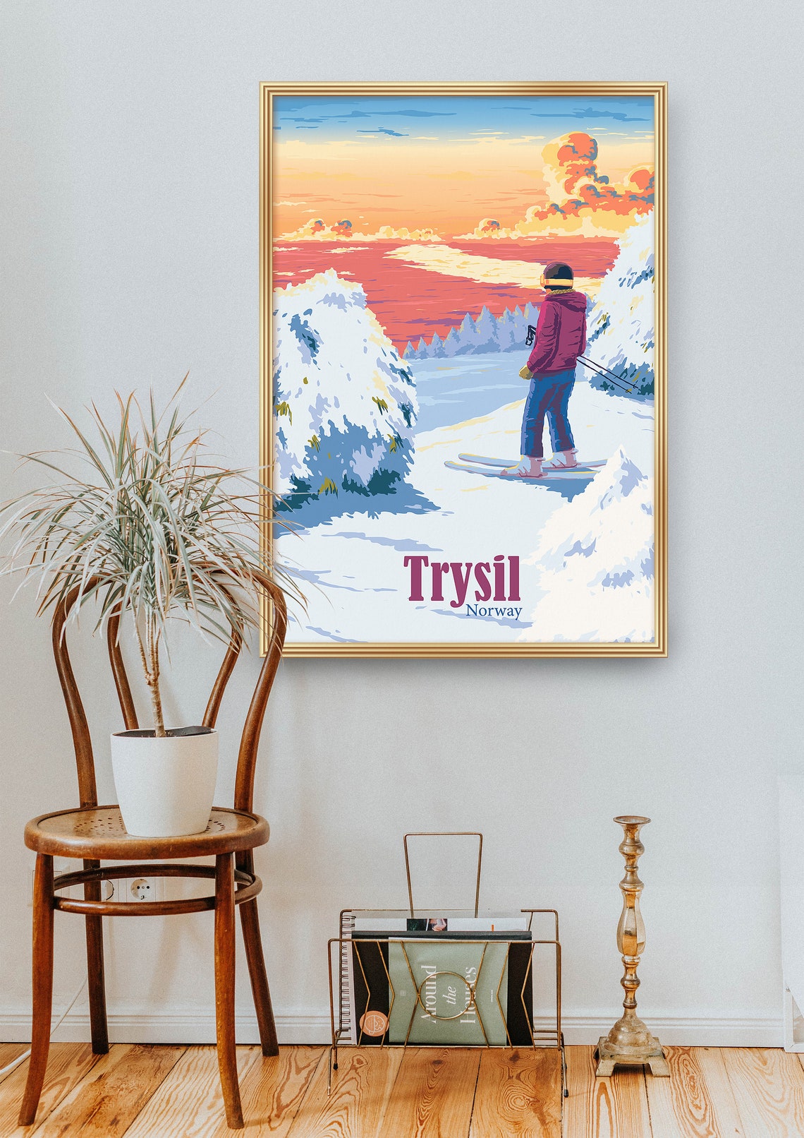 Trysil Norway Ski Resort Sunset Overlooking Valley Travel Poster - Image 2
