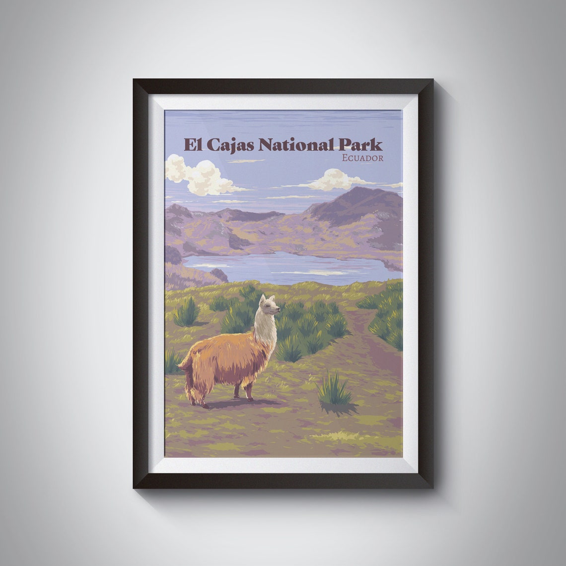 El Cajas National Park Ecuador Llama by Mountain Lake Travel Poster