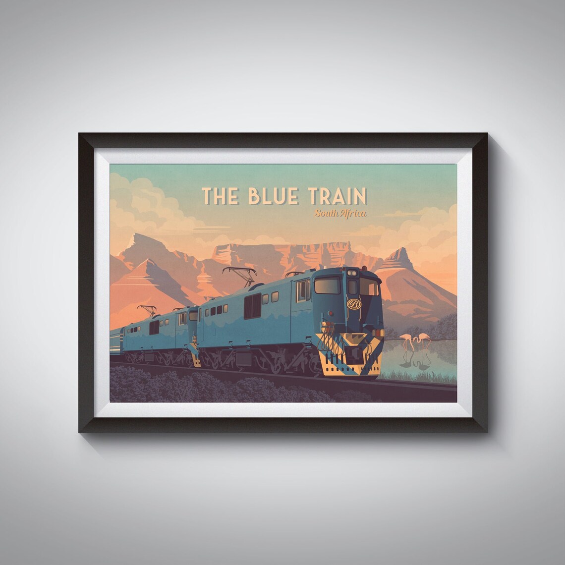 The Blue Train South Africa Travel Poster Pretoria Cape Town Travel Print Kruger National Park Rovos Rail Orient Express Railway Art