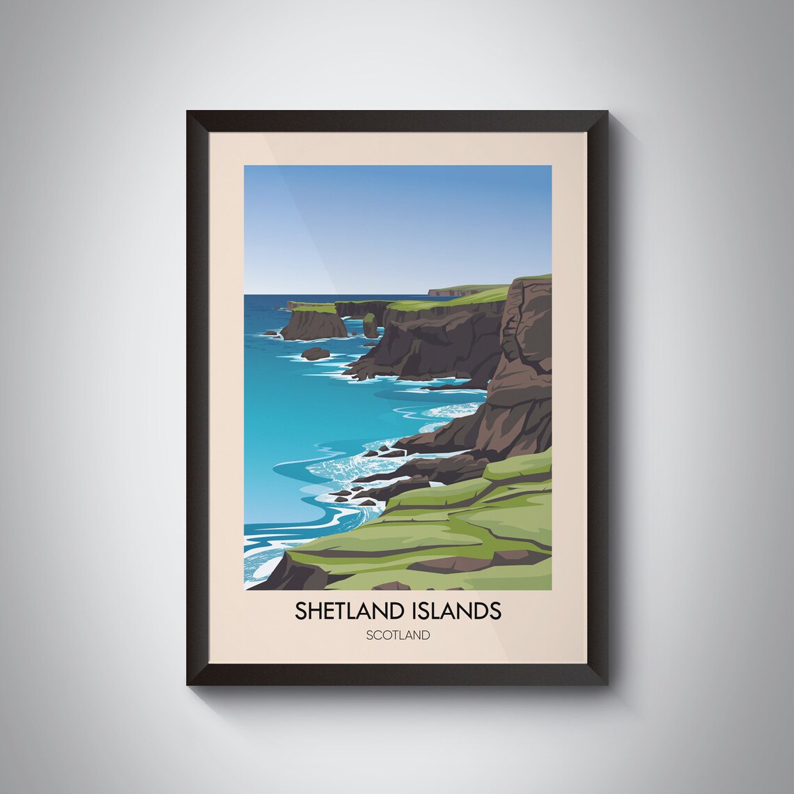 Shetland Islands Poster Scotland Travel Print Orkney Faroe Islands Lerwick Vintage Travel Print Scottish Island Mainland Yell Unst