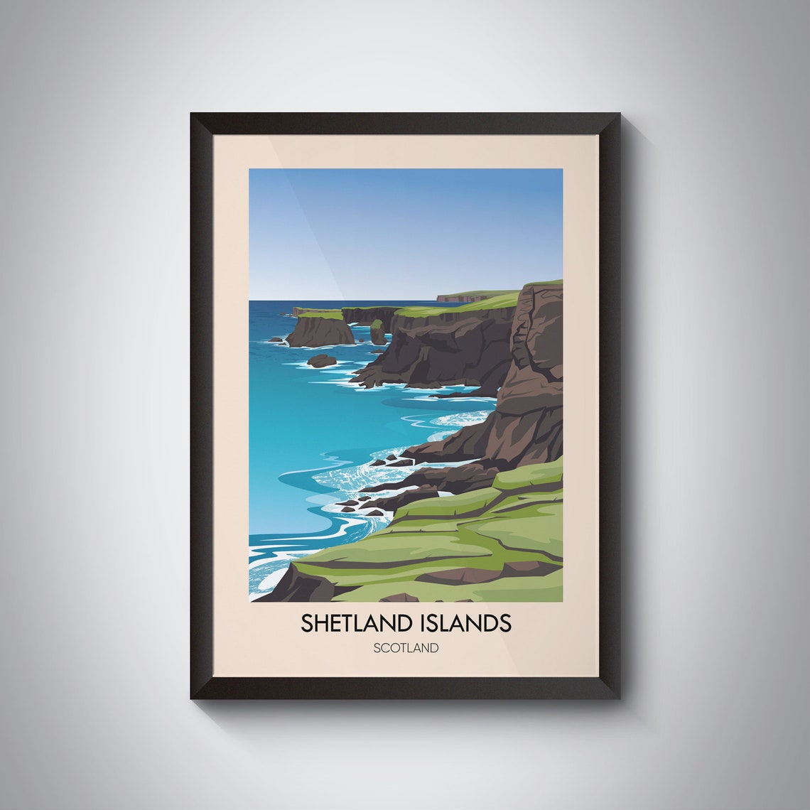 Shetland Islands Scotland Dramatic Cliffs Coast Travel Poster
