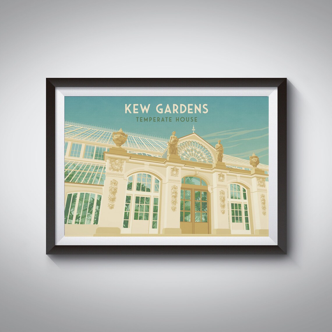 Kew Gardens Temperate House London Glasshouse Art Deco Poster