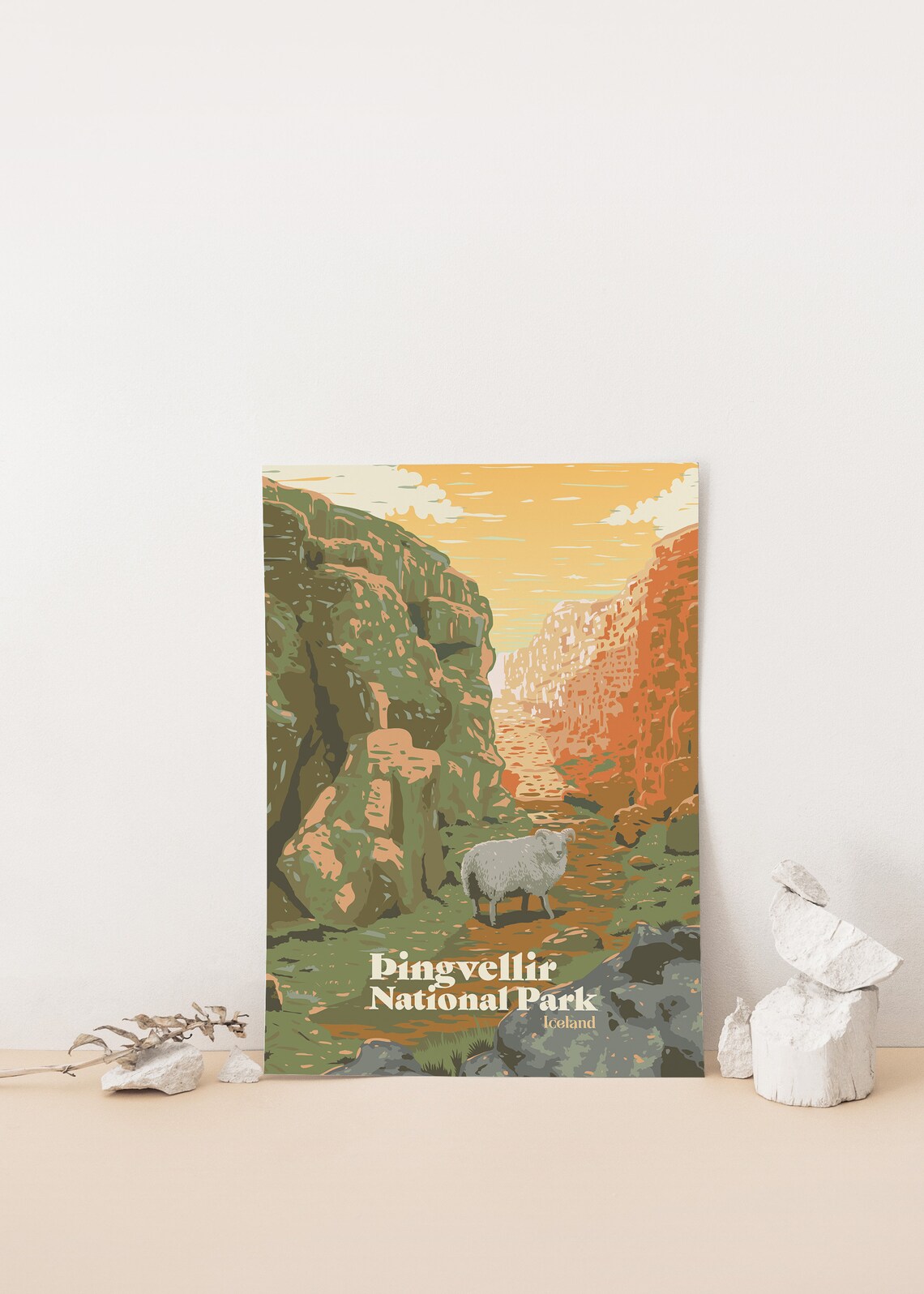 Thingvellir National Park Retro Travel Poster Print - Image 4