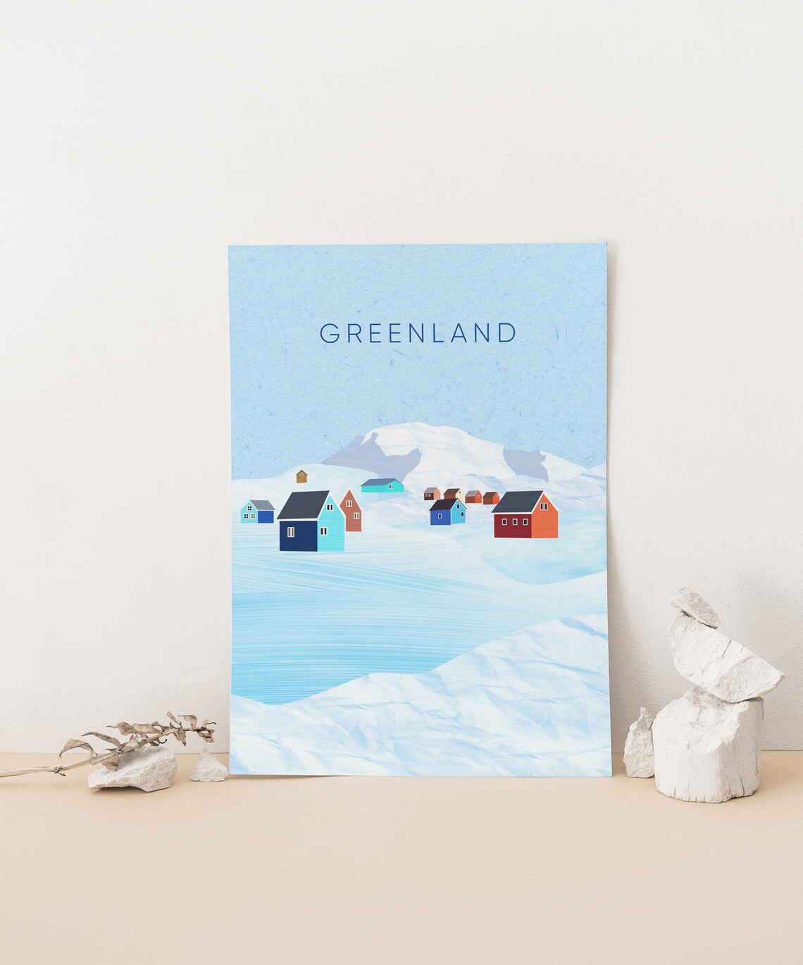 Greenland Nuuk Colourful Arctic Houses Snowy Village Fjord Poster - Image 4