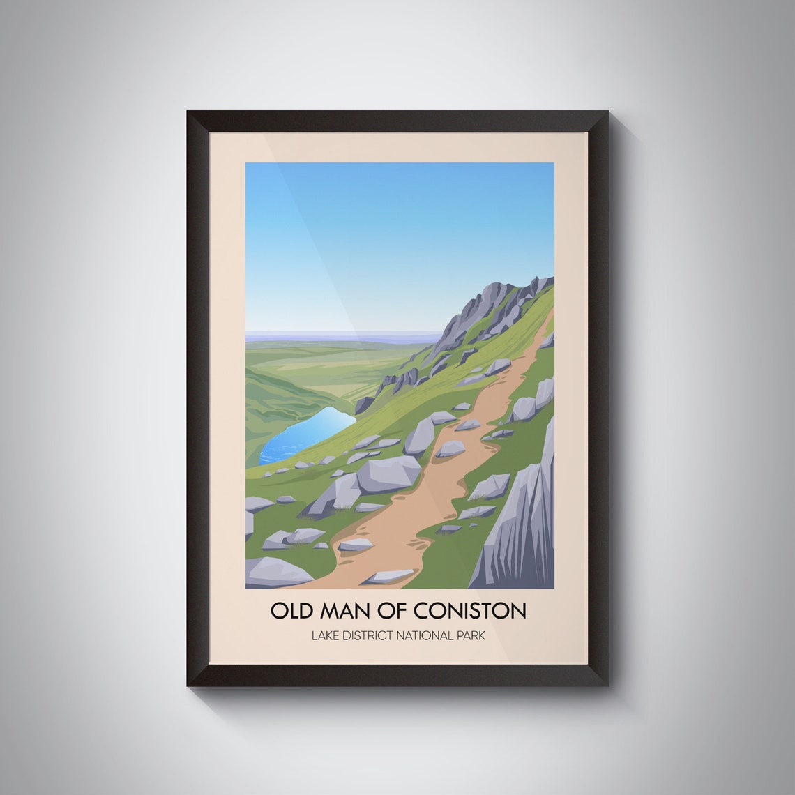 Old Man Of Coniston Poster Lake District National Park Cumbria Furness Fells Fell Walking Hiking Vintage Travel Print National Park