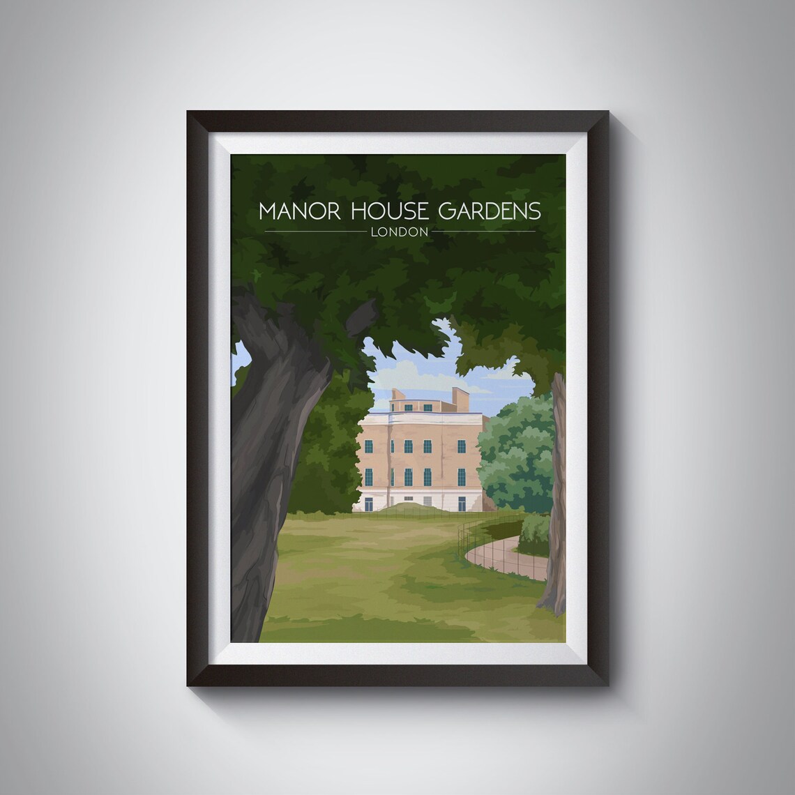 Manor House Gardens London Travel Poster, Blackheath