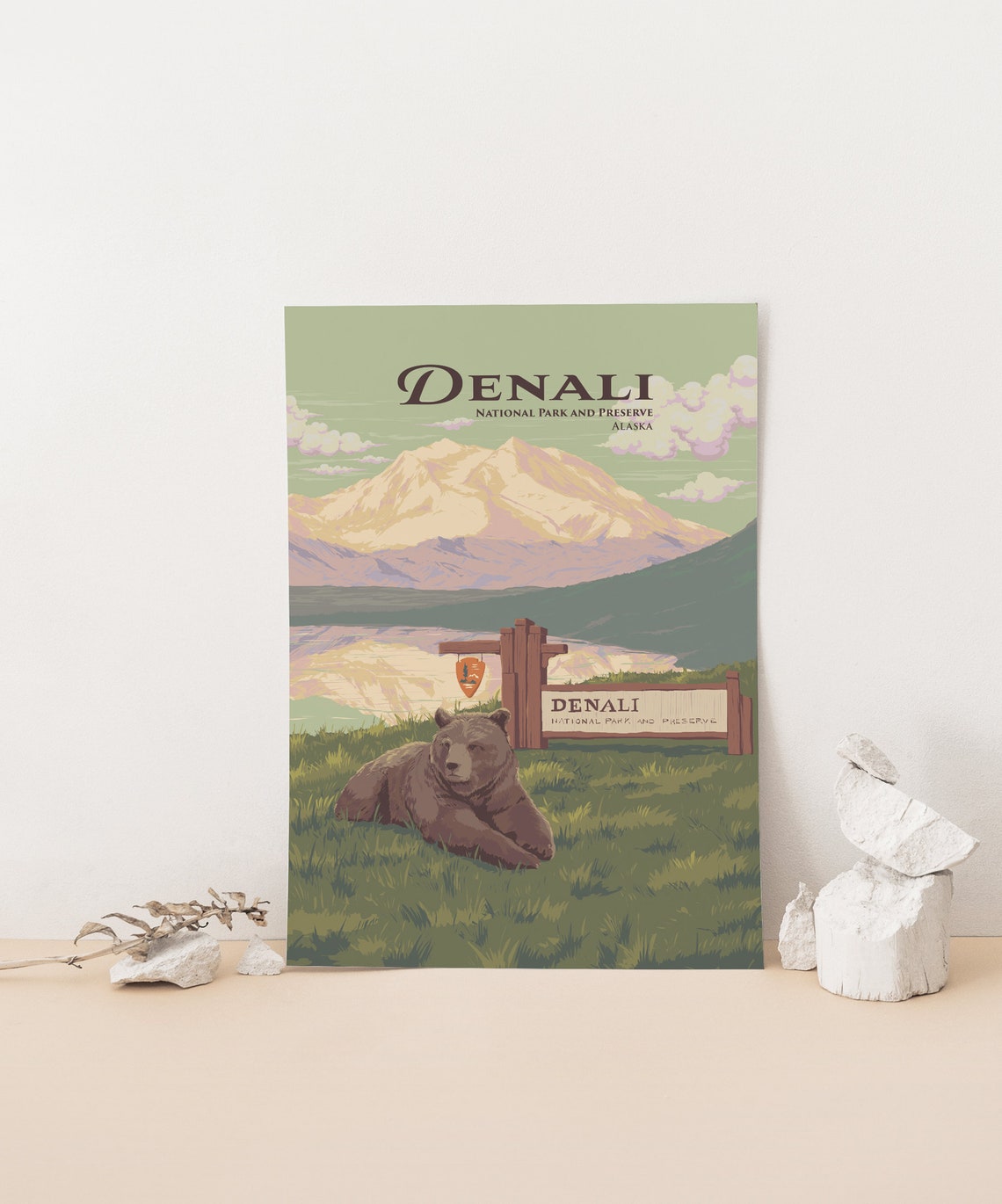 Denali National Park Alaska Grizzly Bear Entrance Sign Poster - Image 4