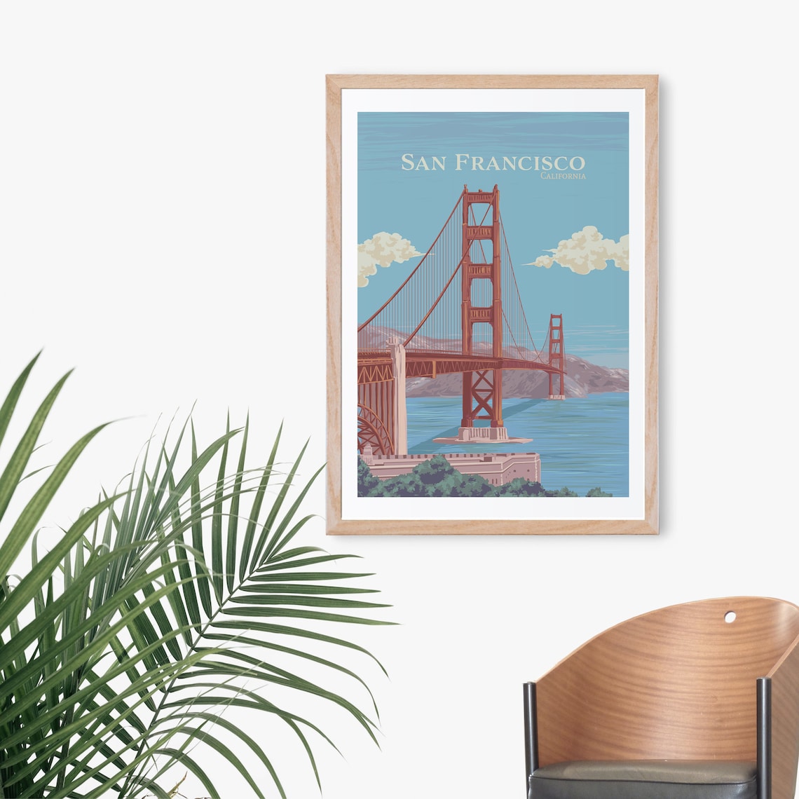 San Francisco California Golden Gate Bridge Bay Retro Travel Poster - Image 3