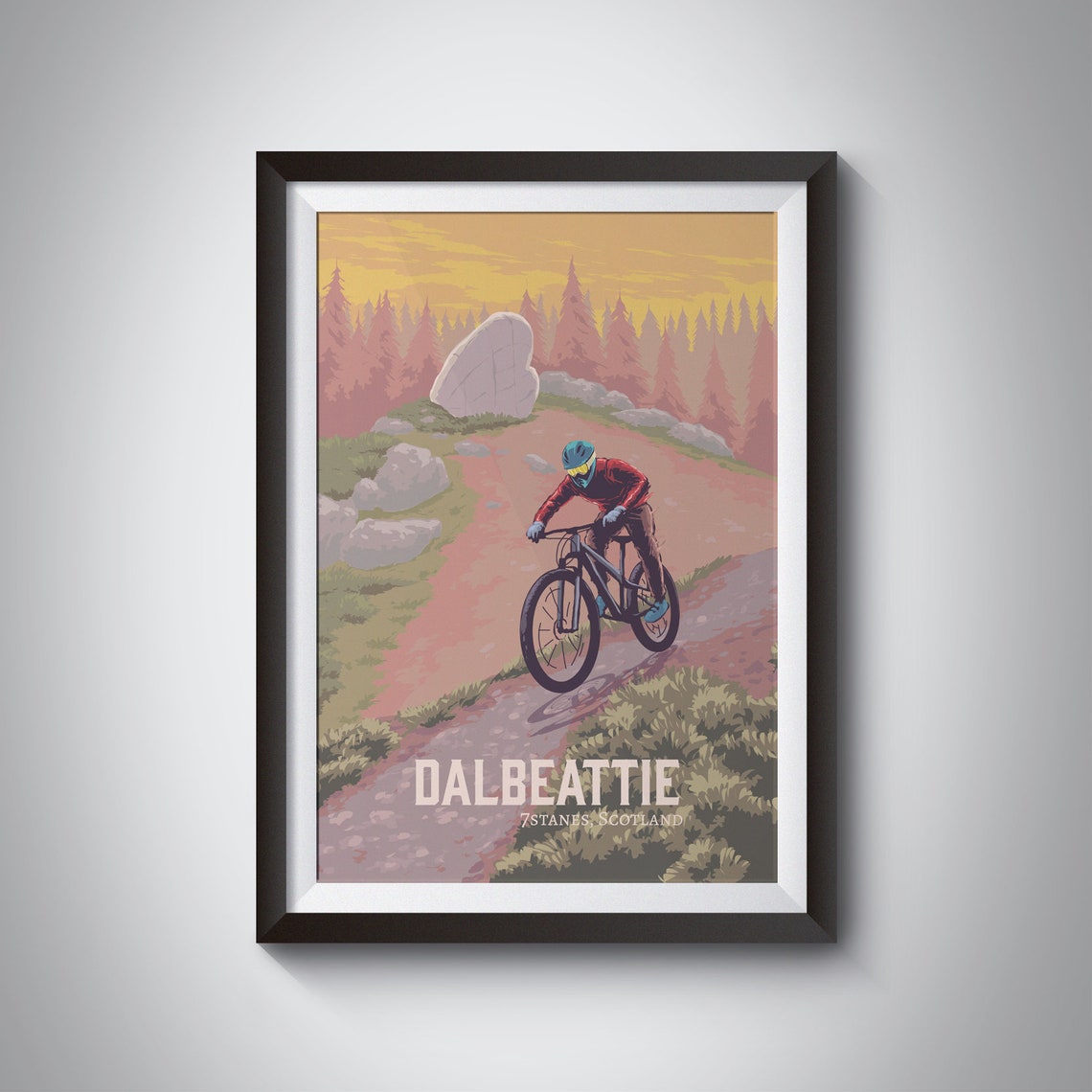 Dalbeattie 7stanes Scotland Sunset Trail Mountain Bike Poster