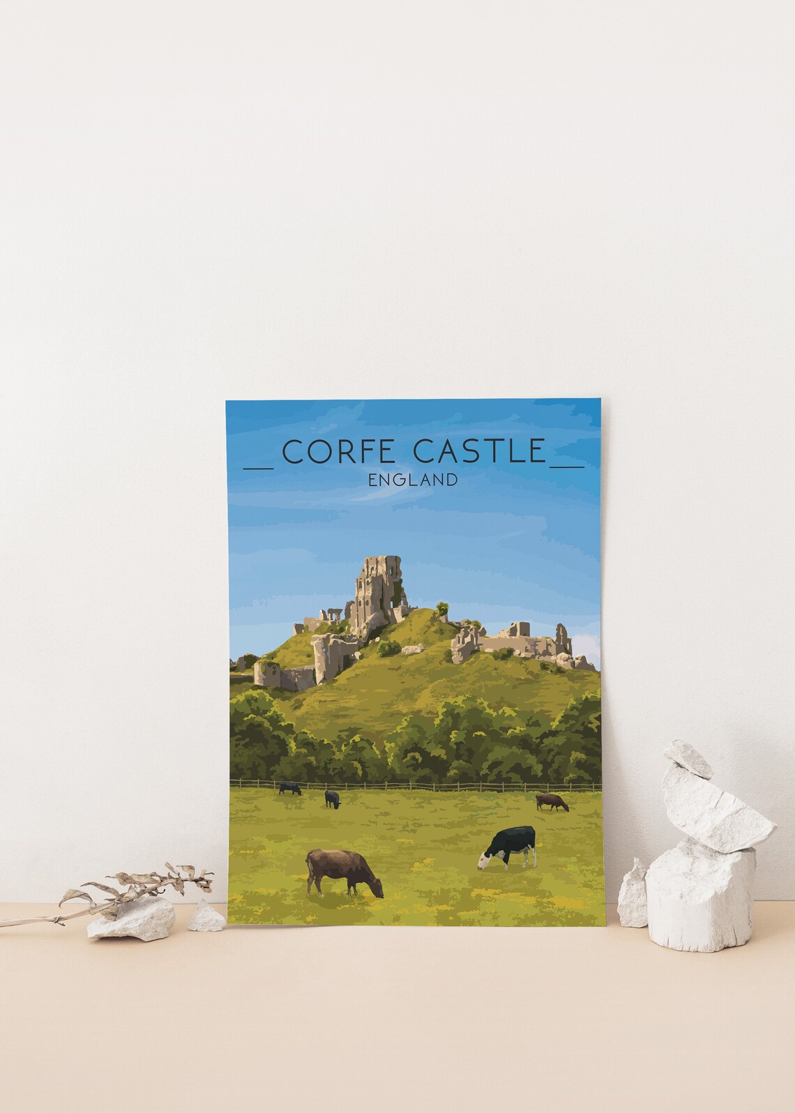Corfe Castle Vintage Travel Poster, Dorset England - Image 4