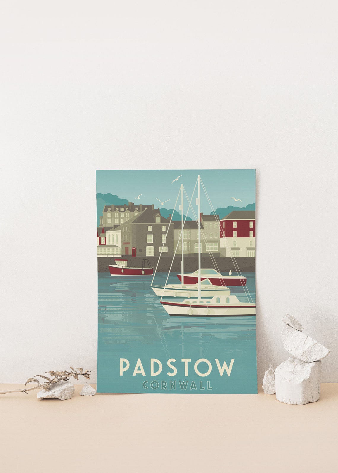 Padstow Cornwall Vintage Harbour Sailing Boats Seaside Travel Poster - Image 4