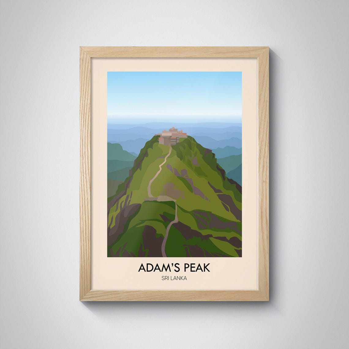 Adams Peak Summit Temple Sri Lanka Minimalist Mountain Travel Poster - Image 3