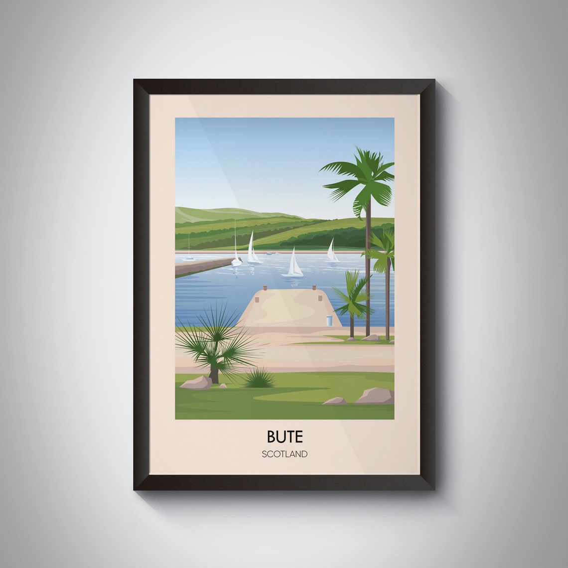 Bute Poster Scotland Isle Of Bute Islands Of The Firth Of Clyde Vintage Travel Print Scottish Islands Hiking Arran Framed Art Print