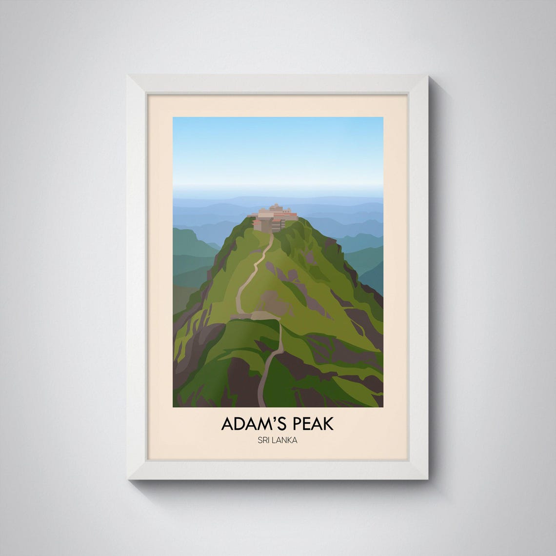 Adams Peak Summit Temple Sri Lanka Minimalist Mountain Travel Poster - Image 4