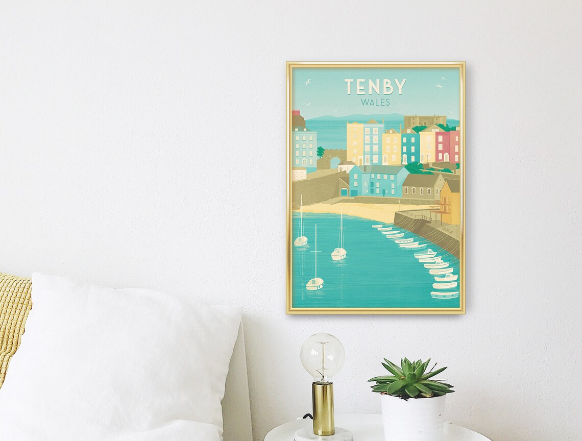 Tenby Vintage Travel Poster, South Wales Seaside - Image 3