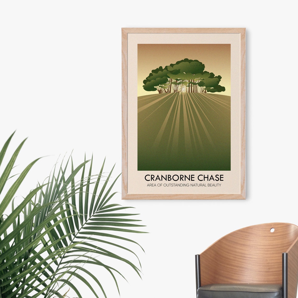 Cranborne Chase Sunset Tree Copse English Landscape Travel Poster - Image 3