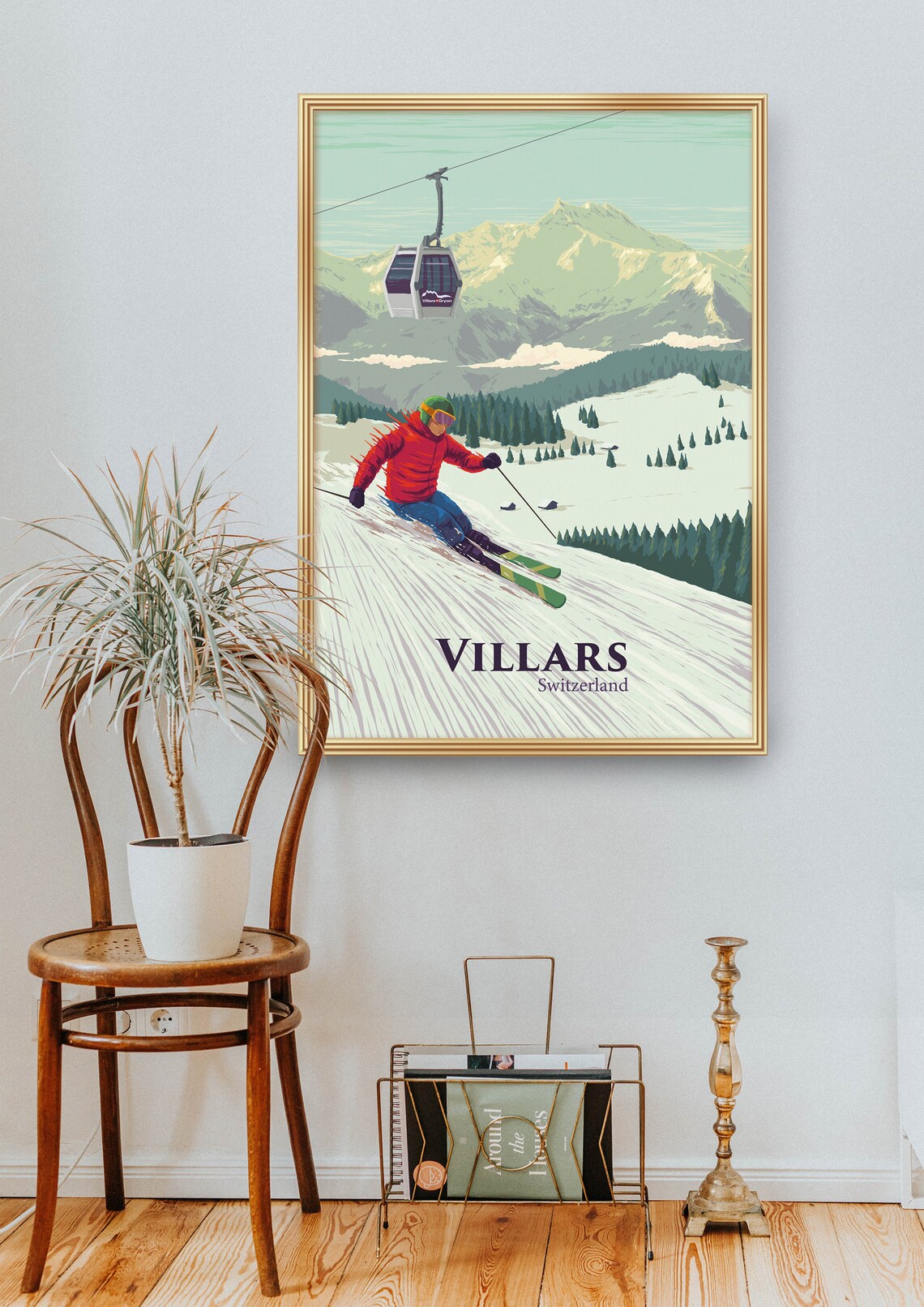 Villars Ski Resort Vintage Travel Poster, Swiss Alps - Image 2