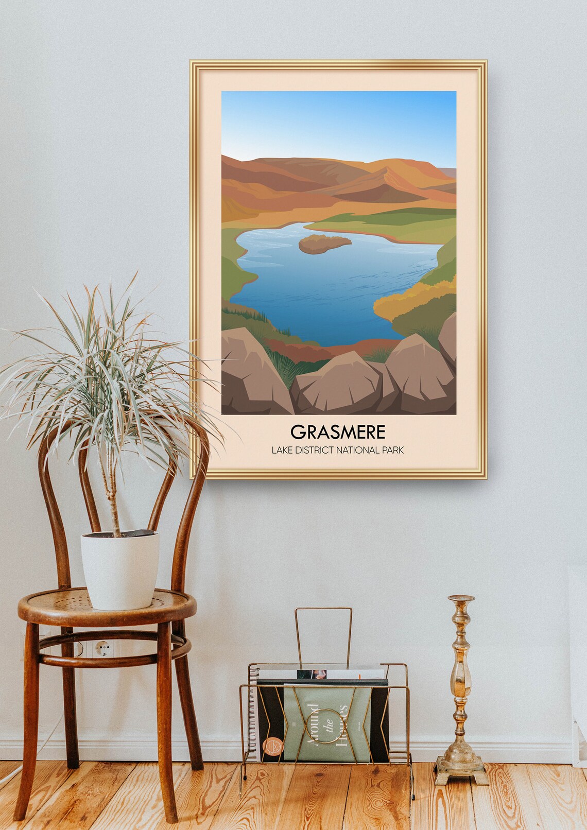 Grasmere Lake Travel Poster Lake District National Park Cumbria Vintage Travel Print William Wordsworth Loughrigg Hiking Rydal Water - Image 2