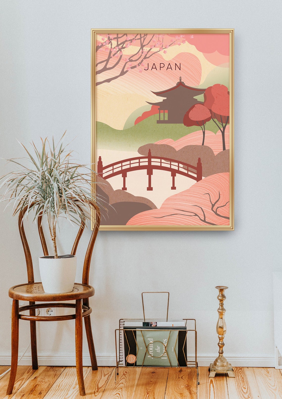 Japan Minimal Travel Poster East Asia Japanese Simple Print Ornamental Garden Artwork Vintage Travel Art Cherry Blossom Pagoda Sakura - Image 2