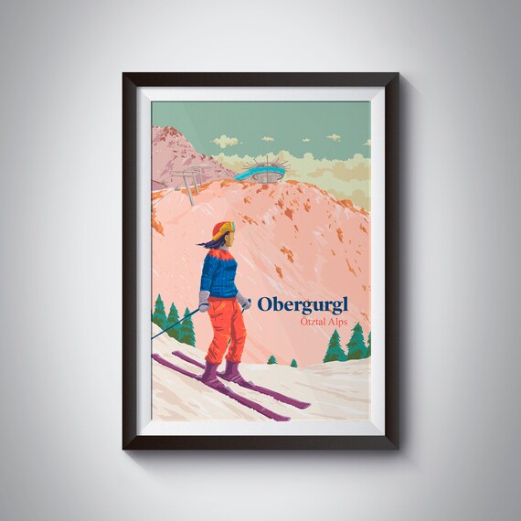 Obergurgl Ski Resort Vintage Ski Poster Print