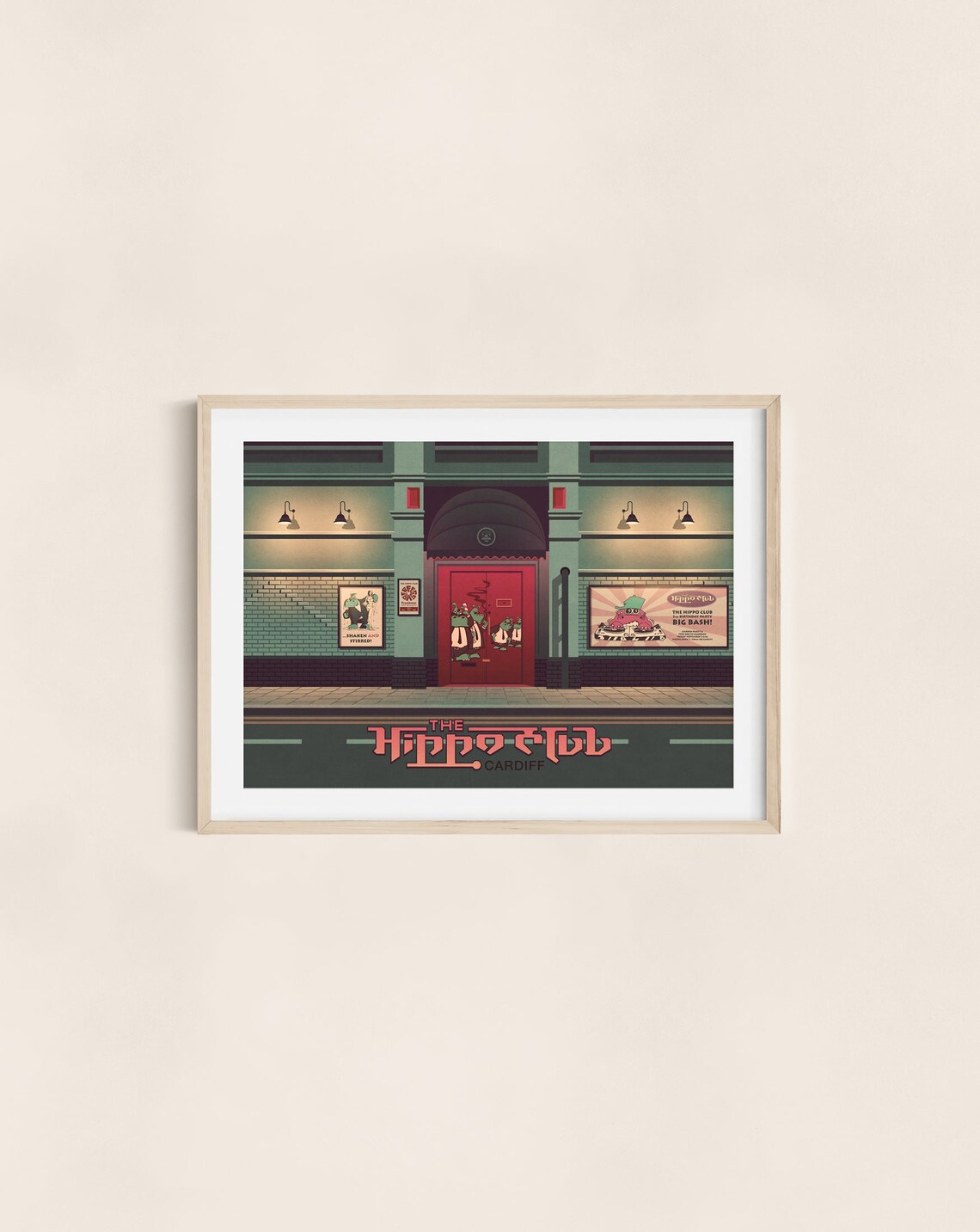 The Hippo Club Cardiff Nightclub Poster, Retro Rave Venue Illustration Art - Image 3