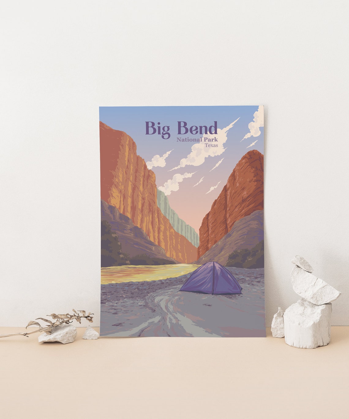 Big Bend National Park Texas Canyon Camp Tent River Dusk Poster - Image 4