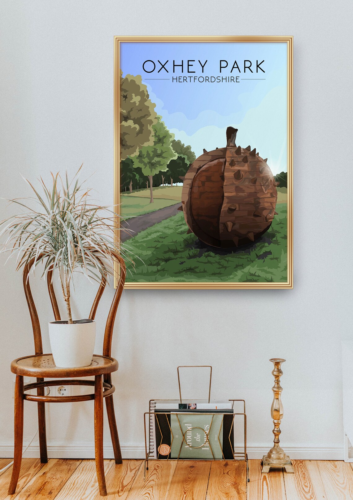 Oxhey Park Giant Conker Sculpture Hertfordshire Parkland Poster - Image 2
