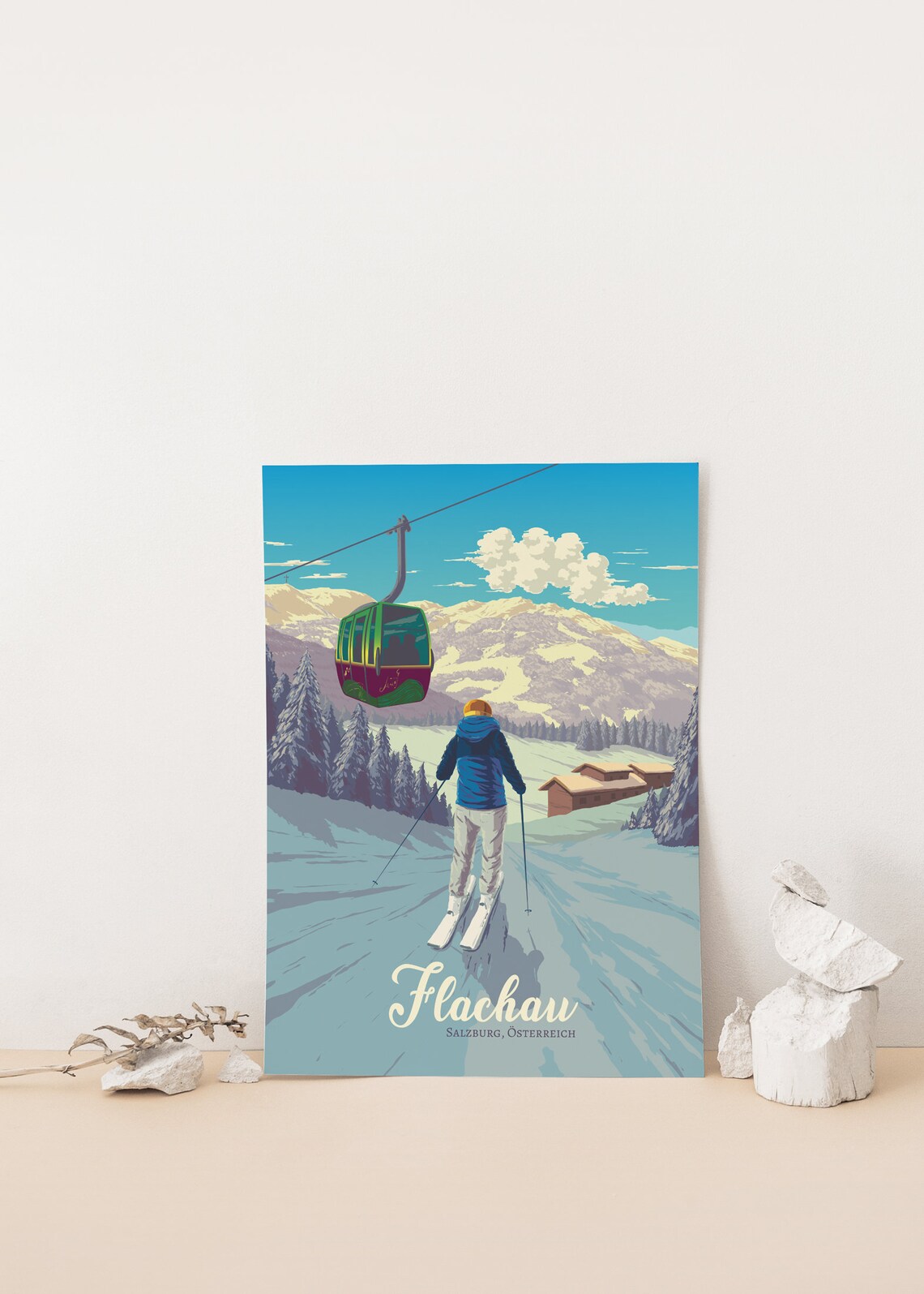 Flachau Ski Resort Vintage Travel Poster, Salzburg Austria - Image 4