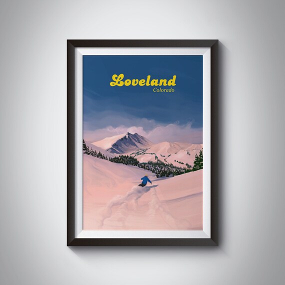 Loveland Ski Resort Retro Travel Poster, Colorado