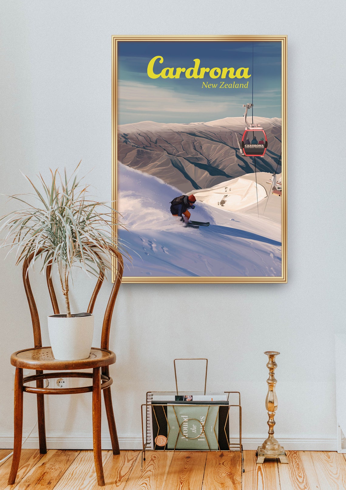 Cardrona New Zealand Snowboarding Poster Ski Resort Print Queenstown Wanaka South Island Vintage Skiing Art Travel Poster Ski Field - Image 2