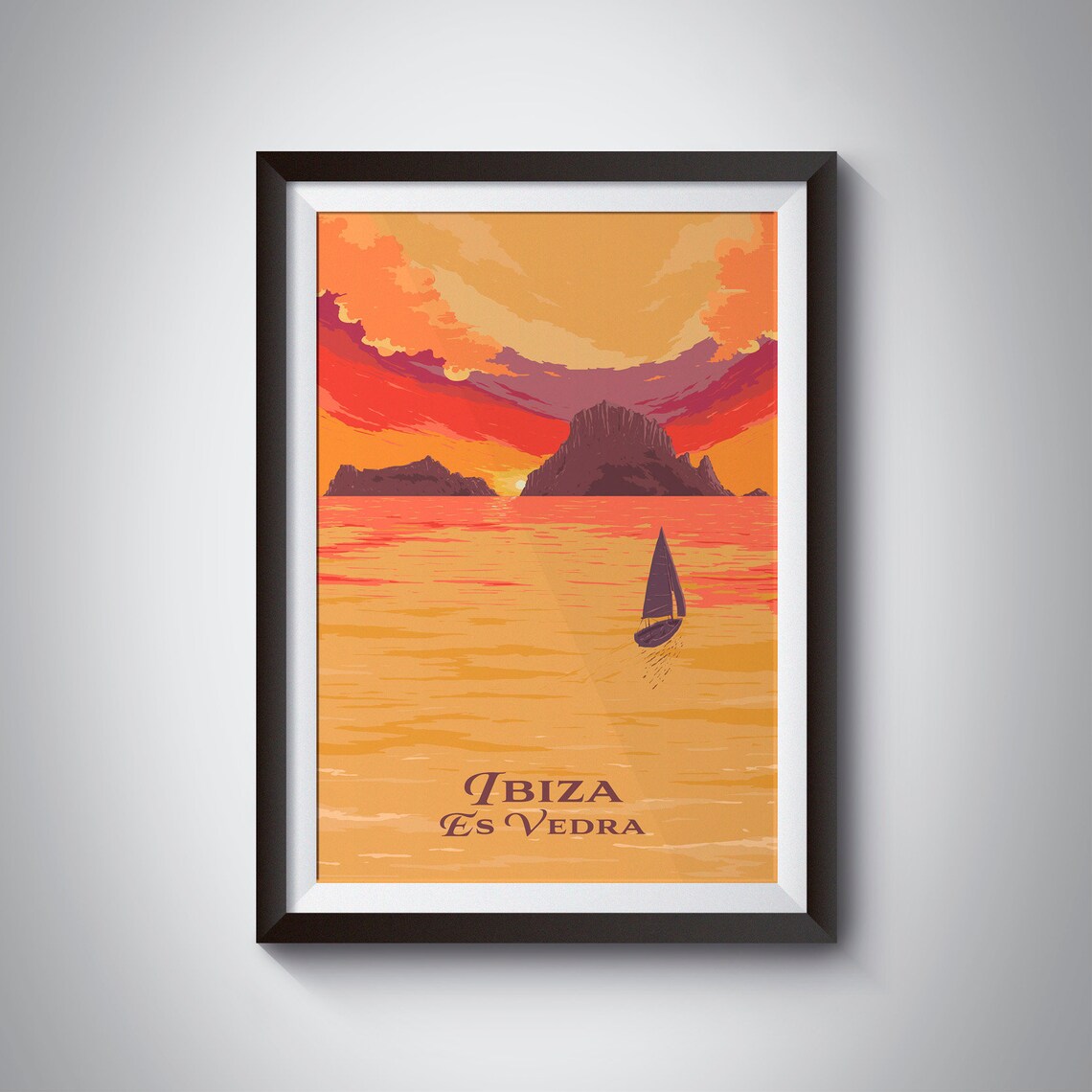 Ibiza Travel Poster, Es Vedra Vintage Travel Poster
