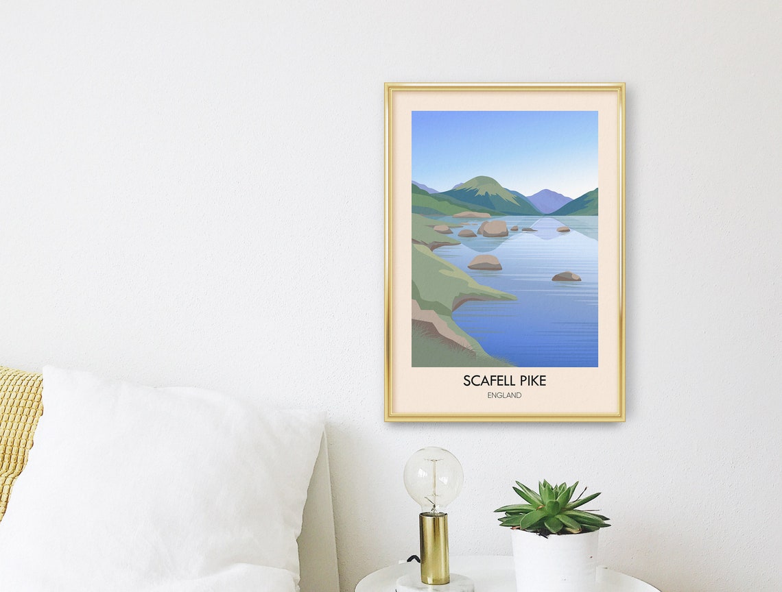 Scafell Pike England Lake District Mountain Lake Travel Poster - Image 3