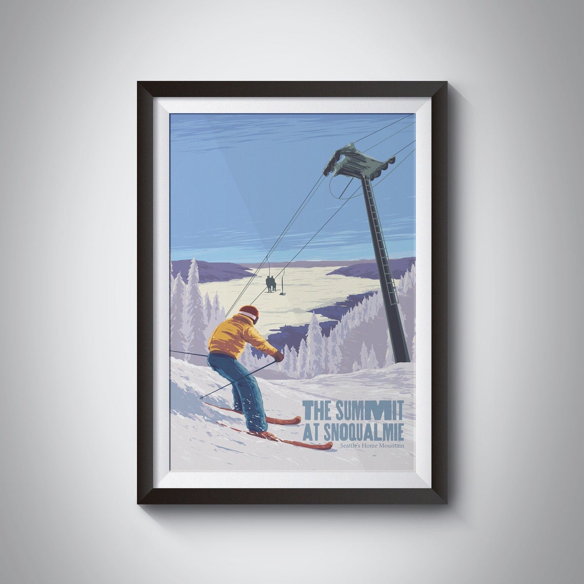 The Summit At Snoqualmie Seattle Home Mountain Vintage Ski Poster