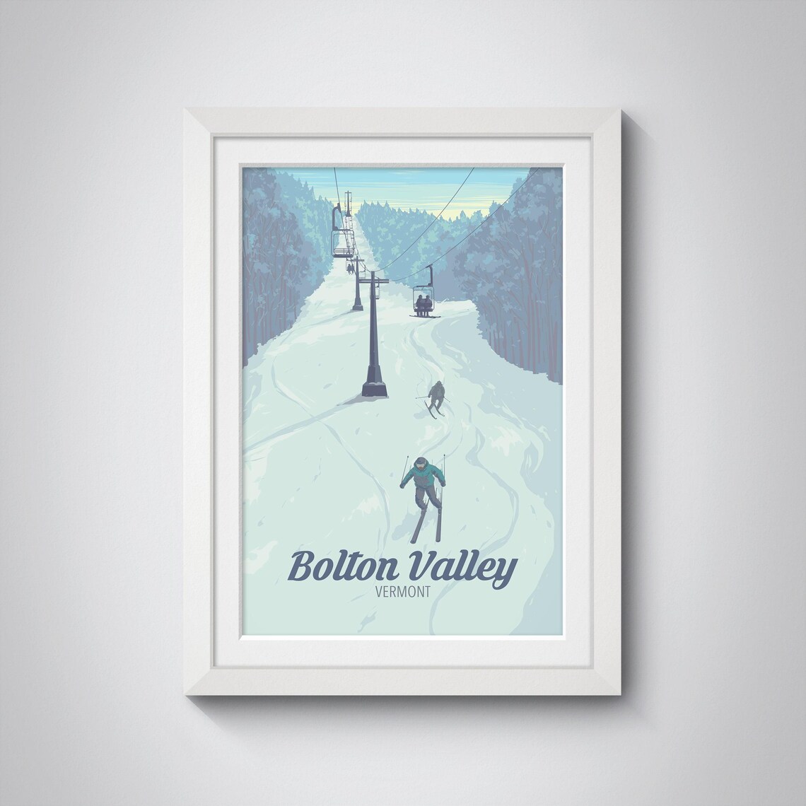 Bolton Valley Vermont Travel Poster, Winter Sports Print - Image 4