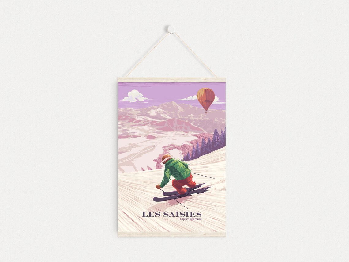 Les Saisies Ski Resort Vintage Travel Poster - Image 4