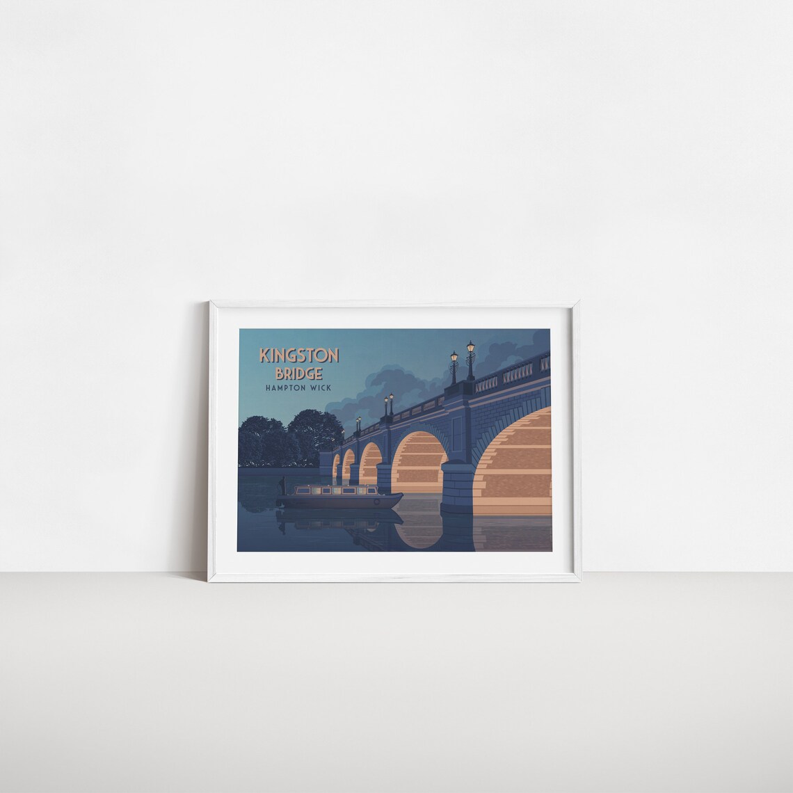 Kingston Bridge London Travel Poster, Thames View - Image 2