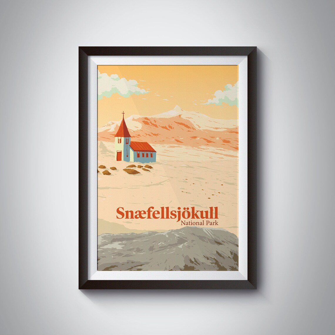 Snfellsjkull National Park Travel Poster, Iceland