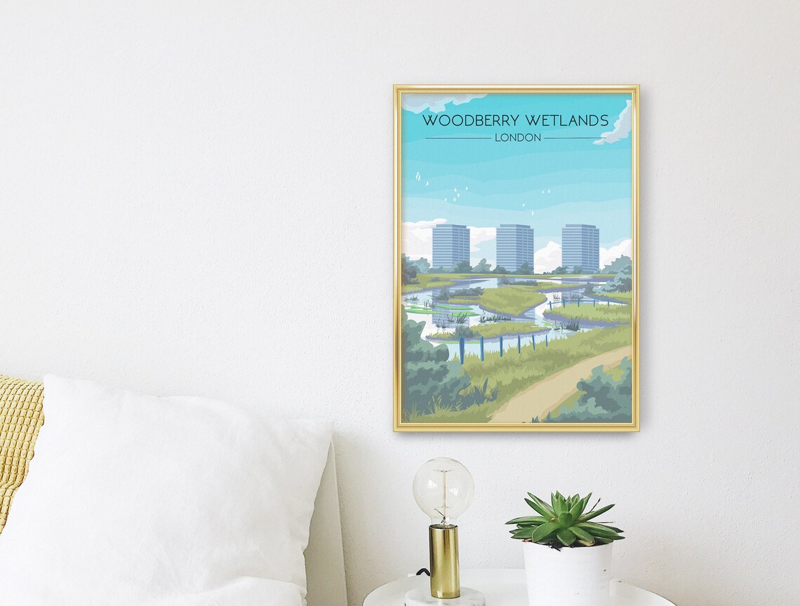 Woodberry Wetlands London Vintage Travel Poster Print - Image 3
