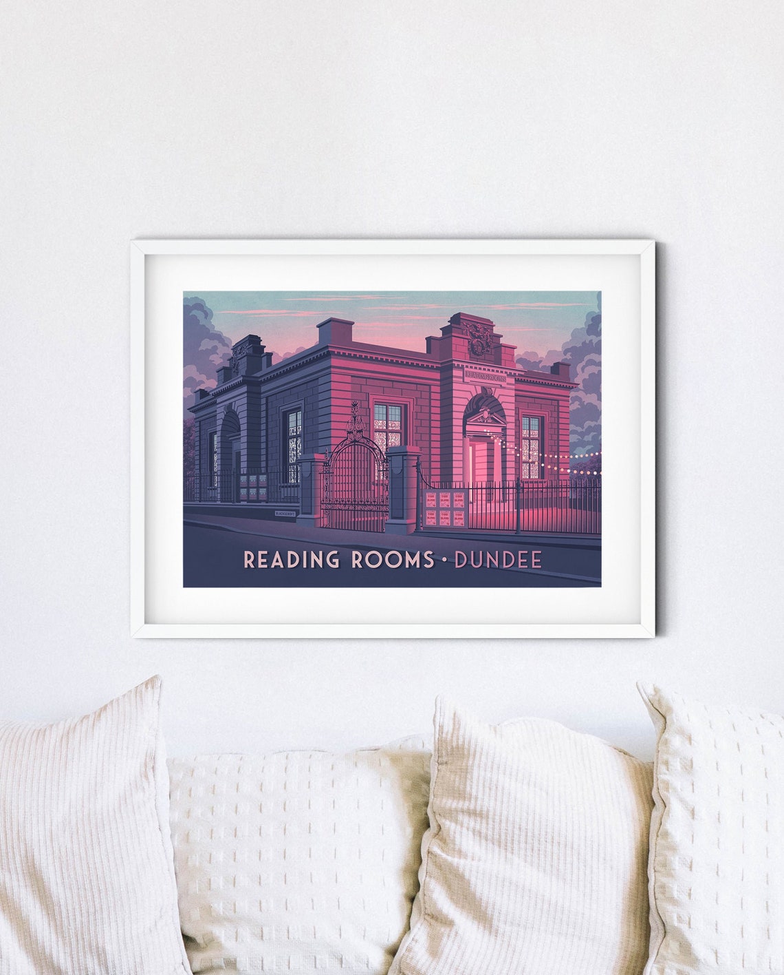 Reading Rooms Dundee Nightclub Neon Pink Evening Twilight Poster - Image 4