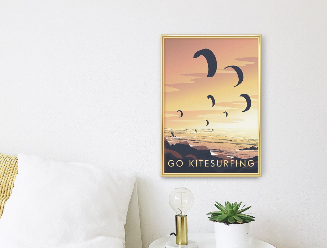 Go Kitesurfing Travel Poster, Ocean Beach Adventure - Image 3