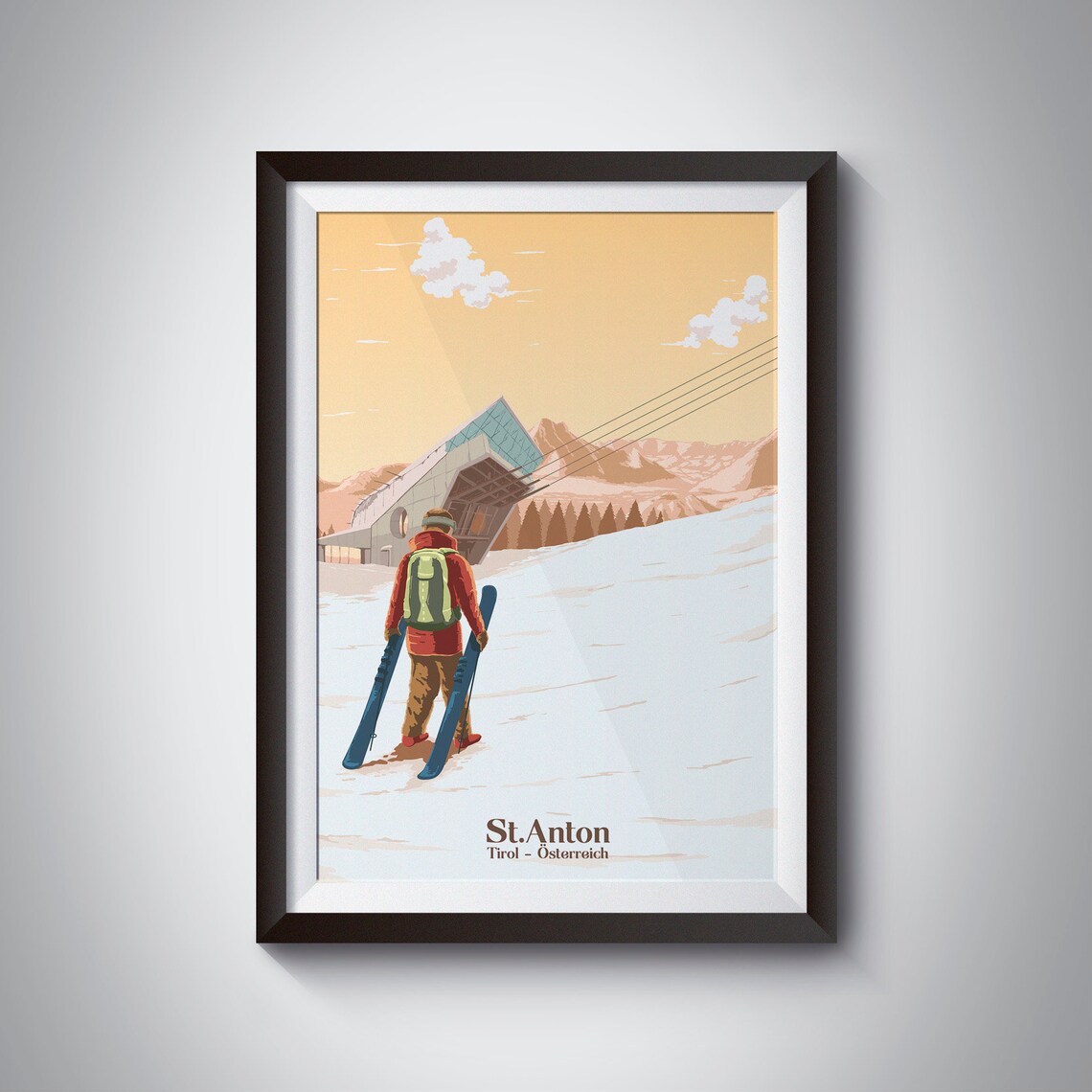 St Anton Ski Resort Austria Tirol Vintage Travel Poster