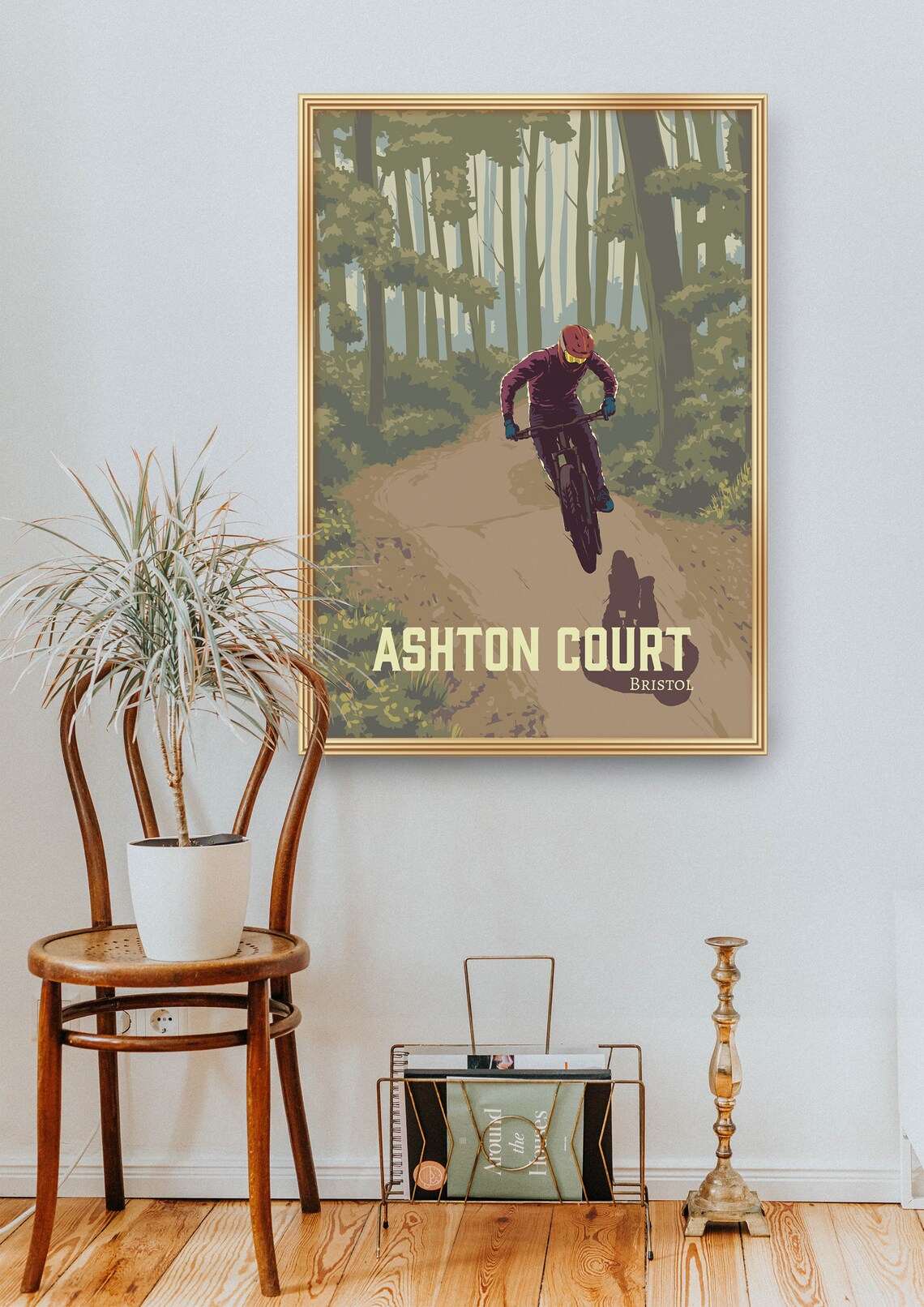 Ashton Court Woodland Trail Vintage Bristol Mountain Bike Poster - Image 2
