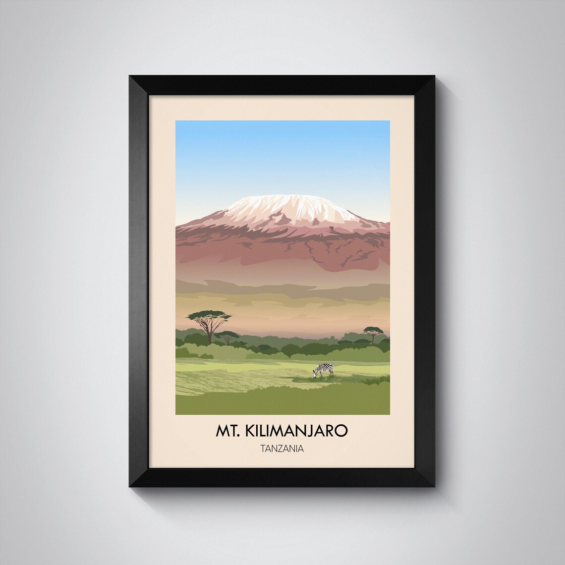 Mount Kilimanjaro Travel Poster, African Wall Art