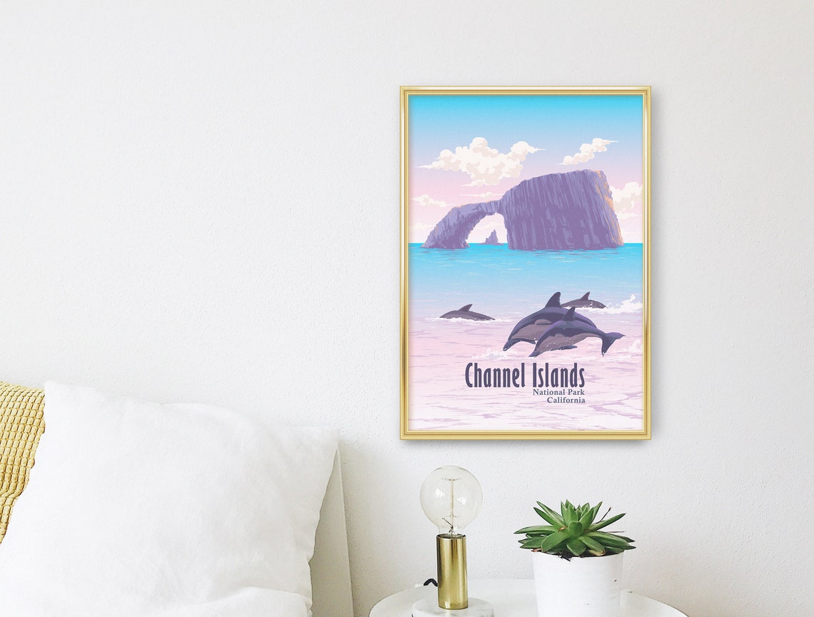 Channel Islands National Park Poster California Usa Travel Print Santa Cruz Island Arch Rock Anacapa Island Framed Print Vintage Wpa - Image 3