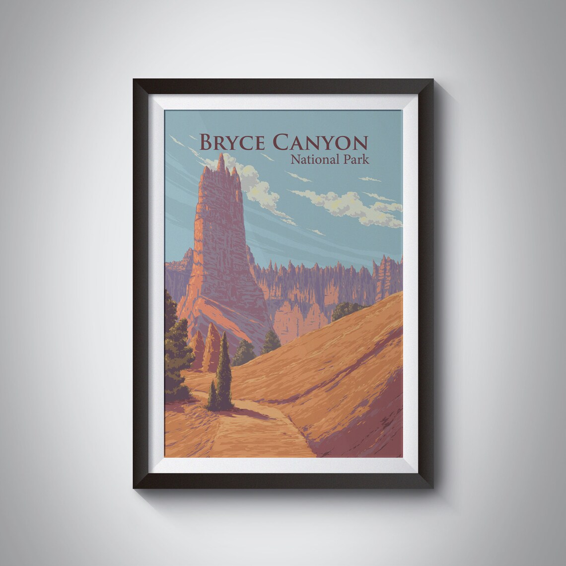 Bryce Canyon National Park Poster Utah Usa Travel Poster Vintage Travel Print Framed Print Wall Art Hoodoos Amphitheater Retro Gift