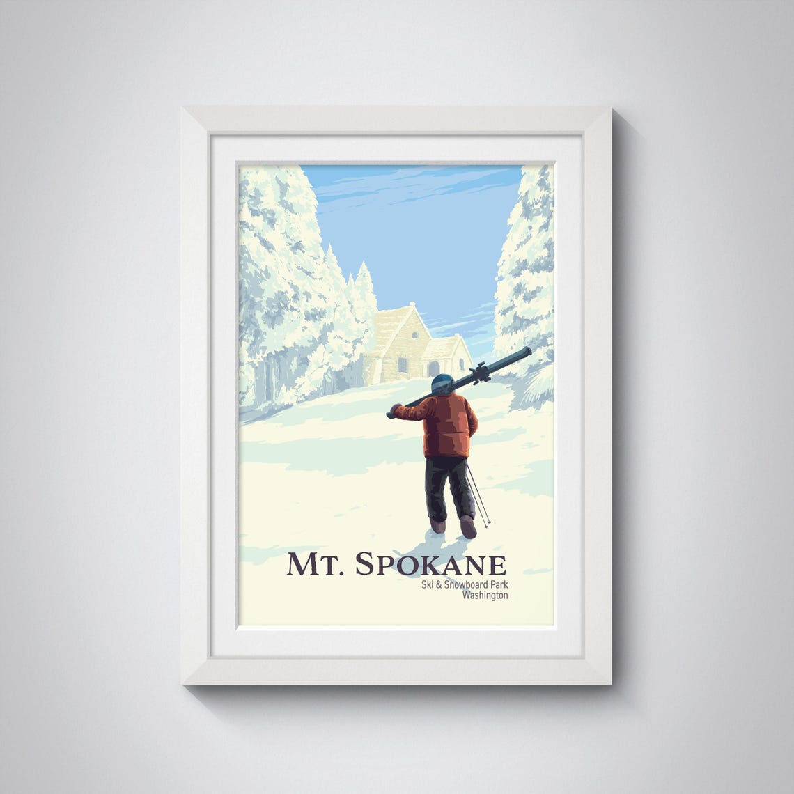 Mt Spokane Washington Ski And Snowboard Park Vintage Travel Poster - Image 4