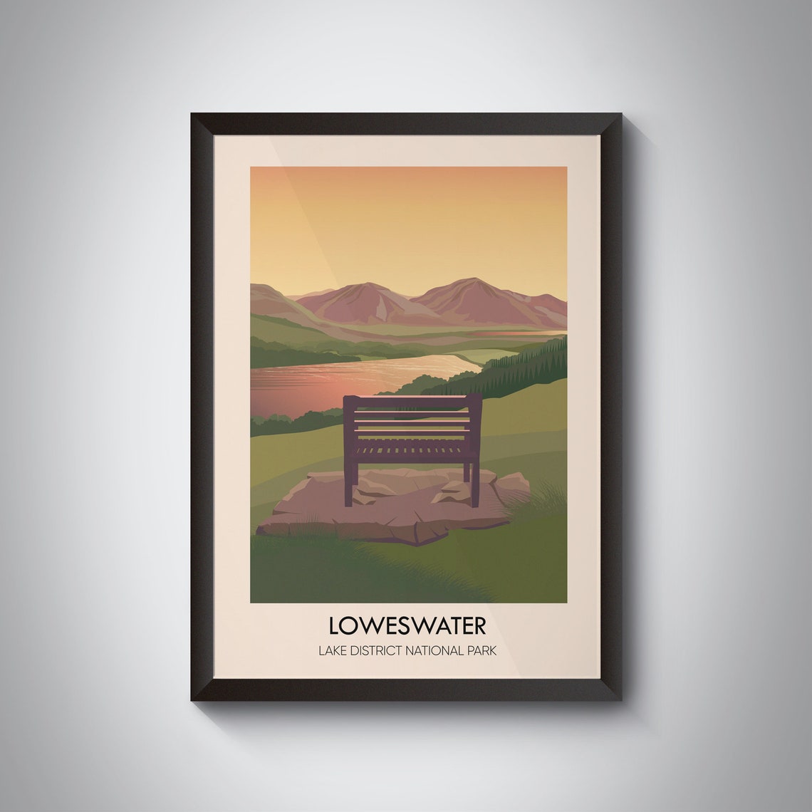 Loweswater Travel Poster Lake District National Park Cumbria Fells Vale Of Lorton Vintage Travel Print Crummock Water Buttermere