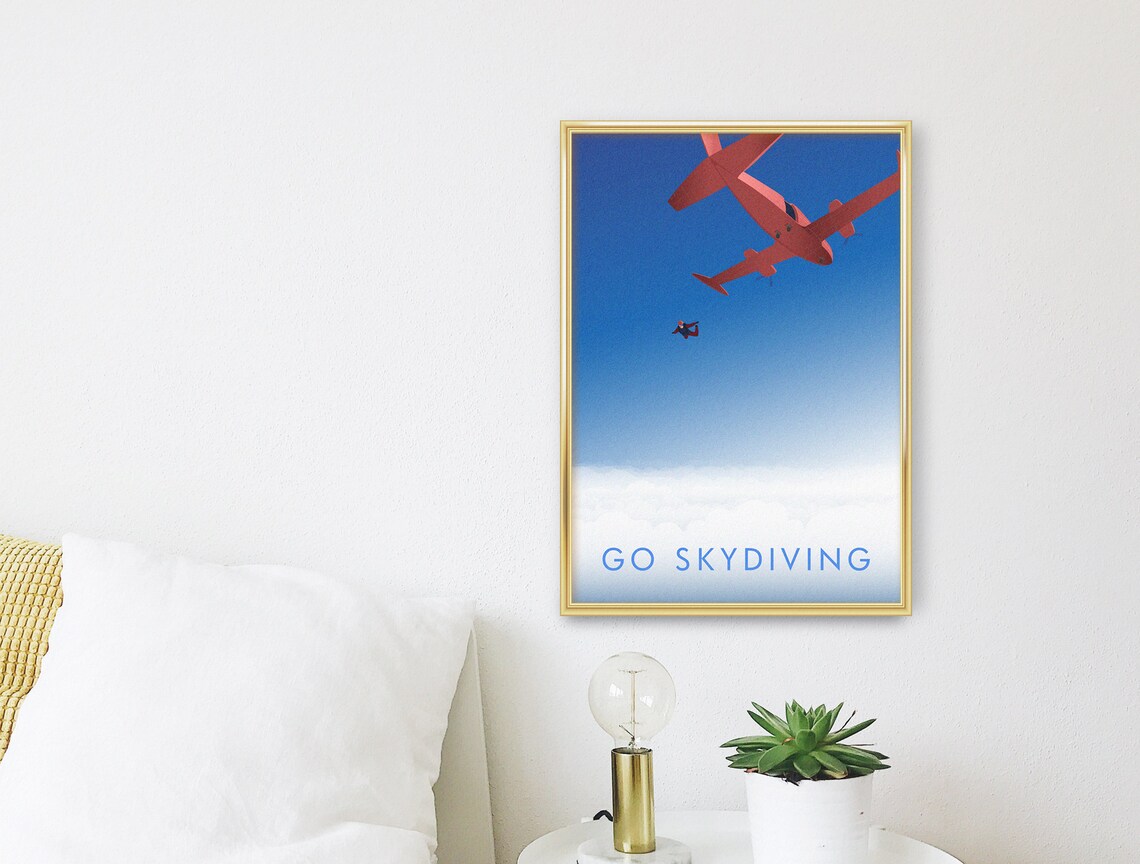 Go Skydiving Retro Travel Poster, Adventure Print - Image 3