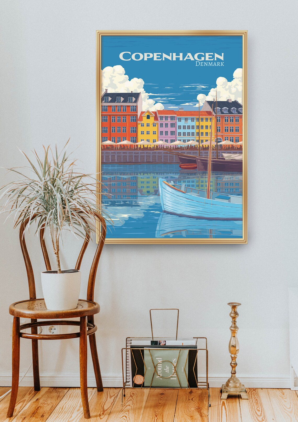 Copenhagen Denmark Nyhavn Colorful Harbor Retro Travel Poster - Image 2