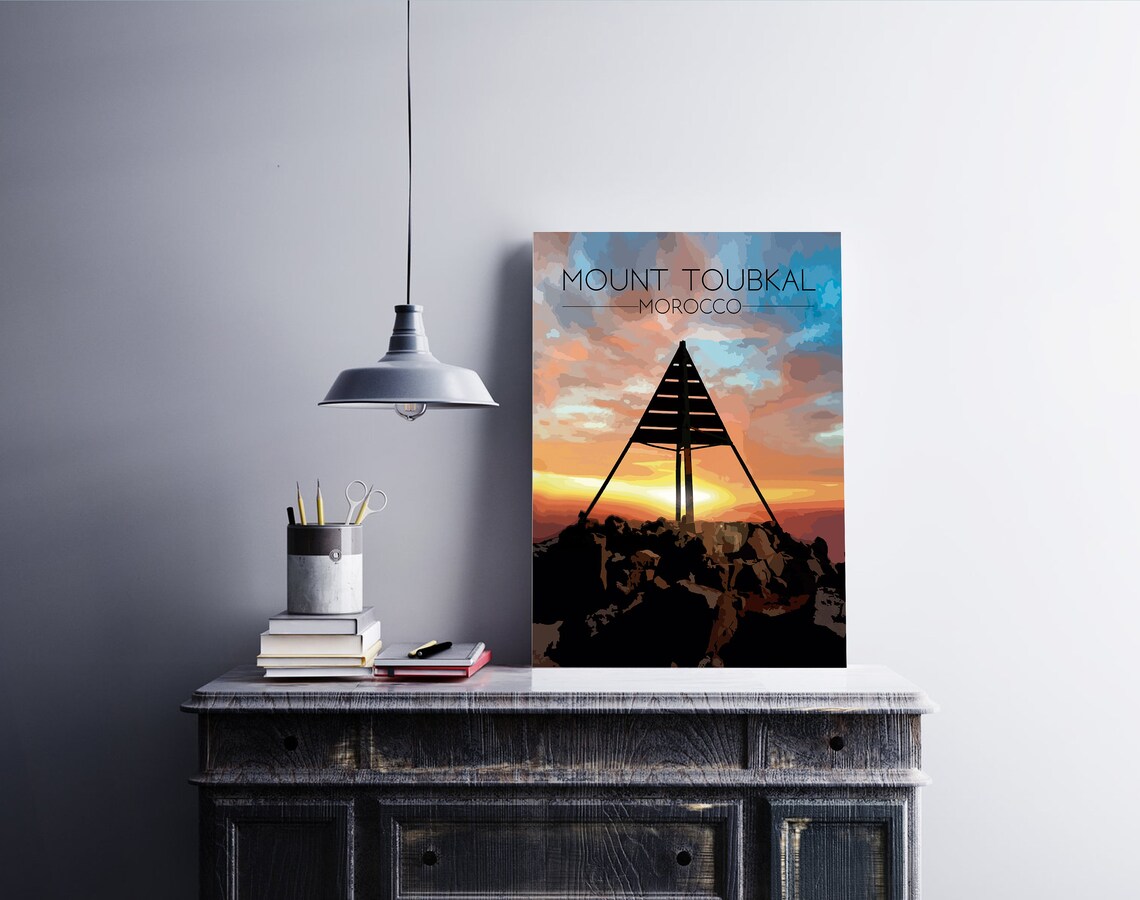 Mount Toubkal Morocco Travel Poster, Atlas Mountains - Image 4
